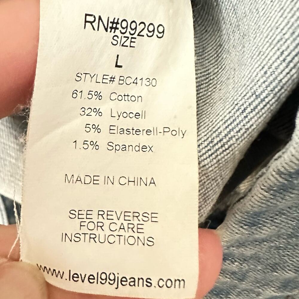 Level 99 Claire Denim Overall Snap Dress Light Blue Size Large Stretch - Picture 7 of 8